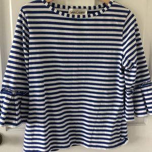 Sara Campbell striped top RUFFLE SLEEVES L